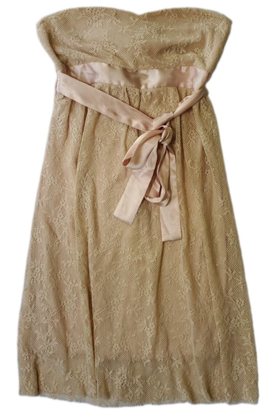 RHAPSODY Mini Dress S Small Strapless Tulle Floral Layer FairyCore Y2K Coral